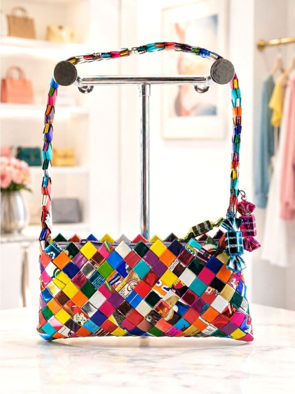 Wrapper Weave Purse Zipper Candy Wrapper Bag Unique Handmade Design